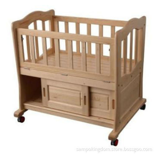 wooden baby cot with storage